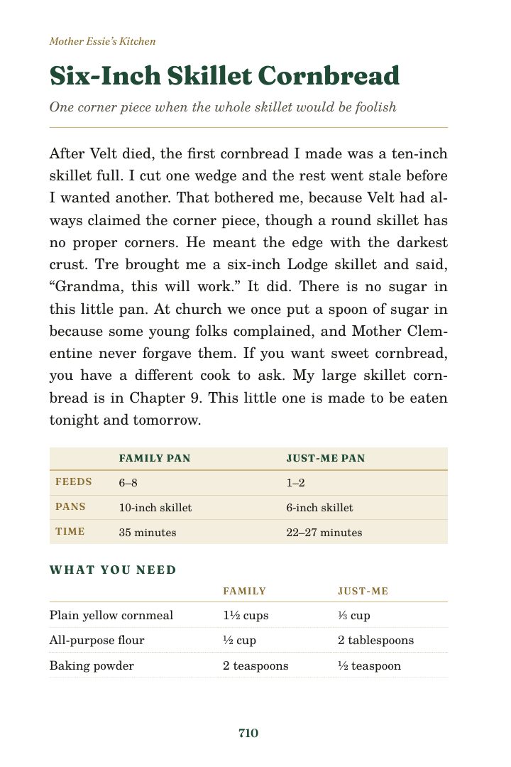 Page 710 of Mother Essie’s Kitchen: Six-Inch Skillet Cornbread